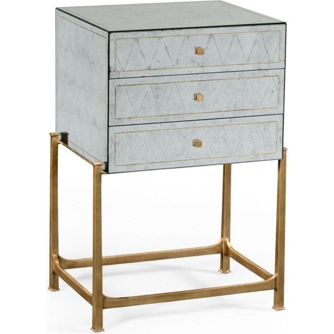 Jonathan Charles Luxury Tall Mirrored Chest of Drawers -Bedside Table