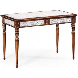 Jonathan Charles Luxury Walnut Writing Table With French Glass